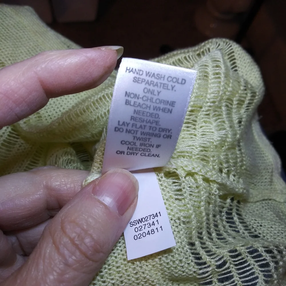3/$18 J.Jill Lemon Yellow Oversized Linen & Rayon Loose Weave Summer Sweater - Picture 6 of 7
